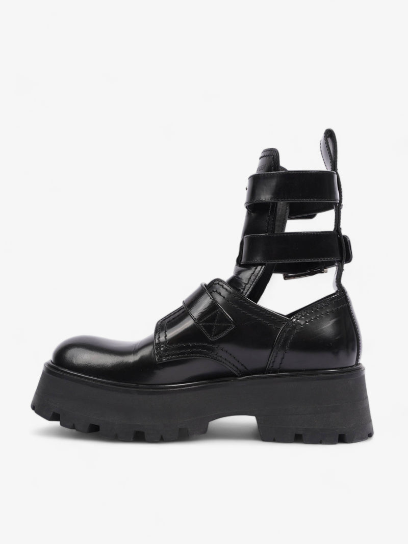  Alexander McQueen Rave Buckle Boot Black Leather EU 38 UK 5