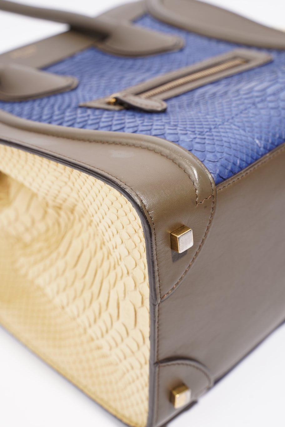 Luggage Bag Blue / Gold Python Image 8