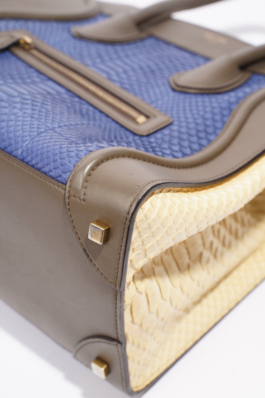 Luggage Bag Blue / Gold Python Image 9