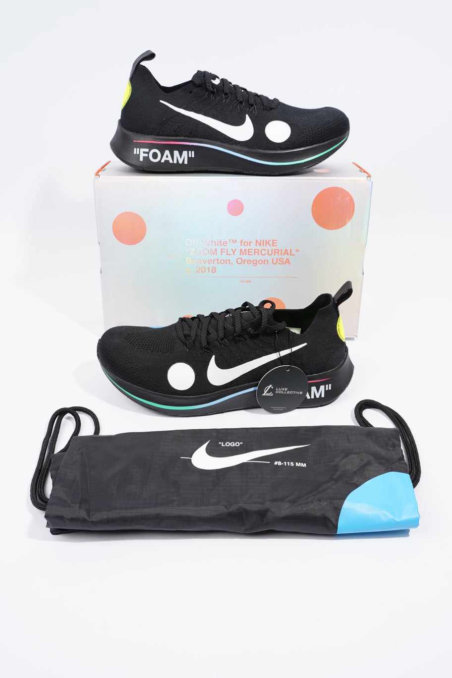 Nike x Off White Zoom Fly Mercurial Black White Cotton EU 43 UK 8.5 Luxe Collective