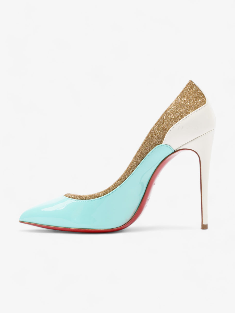 Pigalle Follies 100 Baby Blue Gold Patent Leather EU 35.5 UK 2.5 Luxe Collective