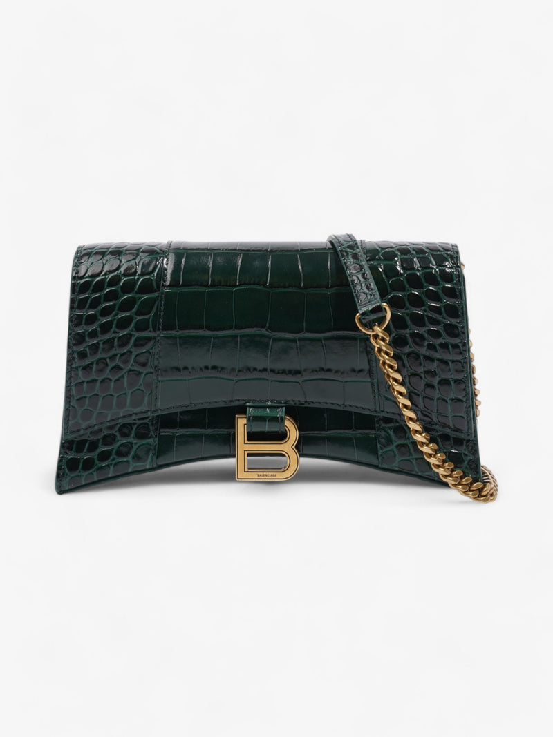  Balenciaga Hourglass Green Embossed Leather