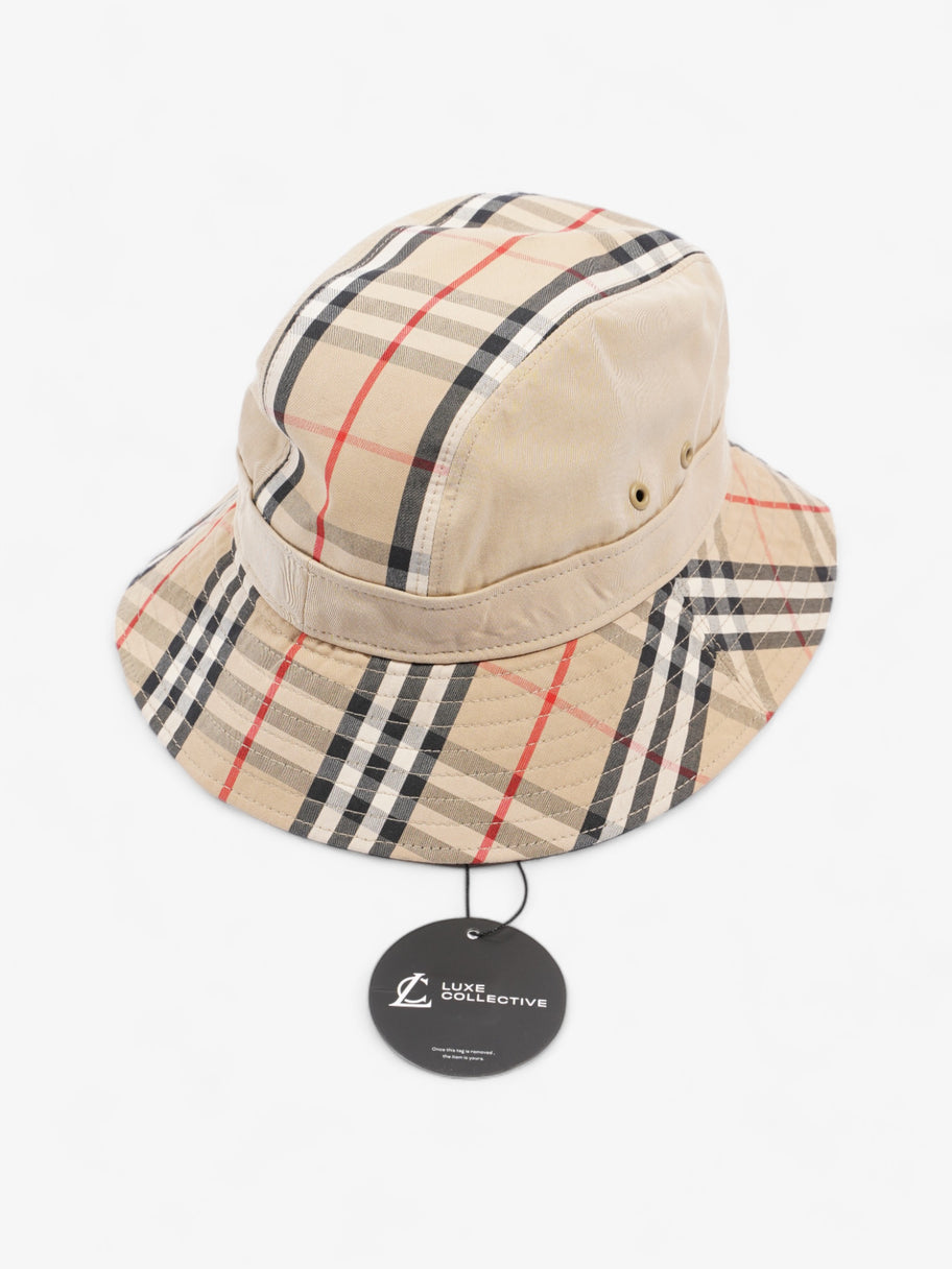 Burberry Supernova Check Bucket Hat Honey Beige Cotton Large Luxe Collective