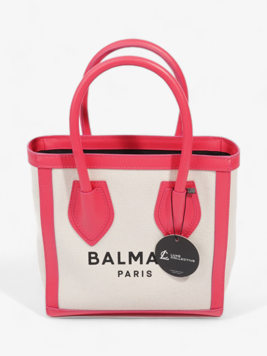 Balmain Shopping Tote Pink / Cream Canvas Image 8