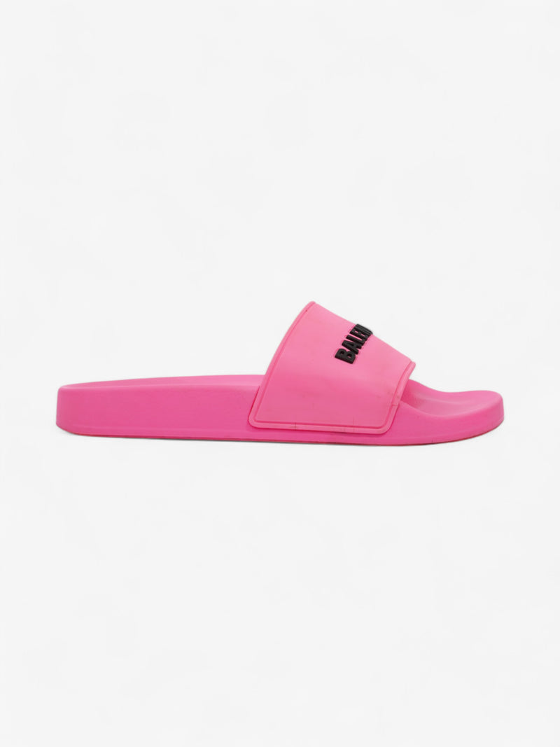  Balenciaga Logo Slides Pink / Black Rubber EU 38 UK 5