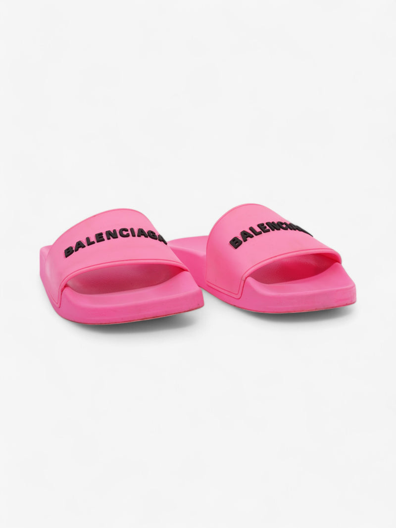  Balenciaga Logo Slides Pink / Black Rubber EU 38 UK 5