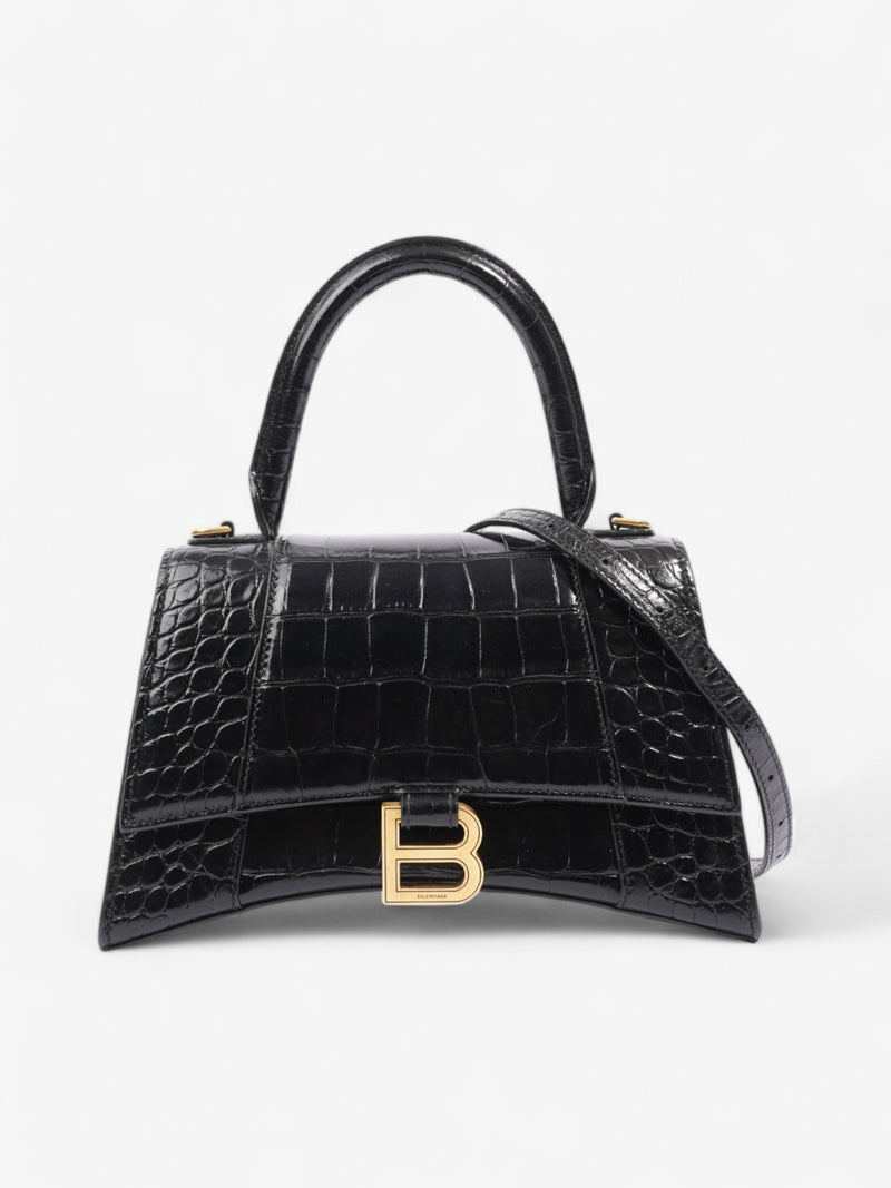  Balenciaga Hourglass Black Embossed Leather Small