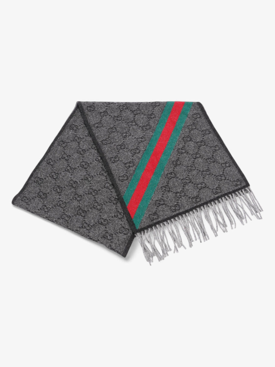 Gucci GG Web Scarf GG Supreme / Red / Green Wool Image 1