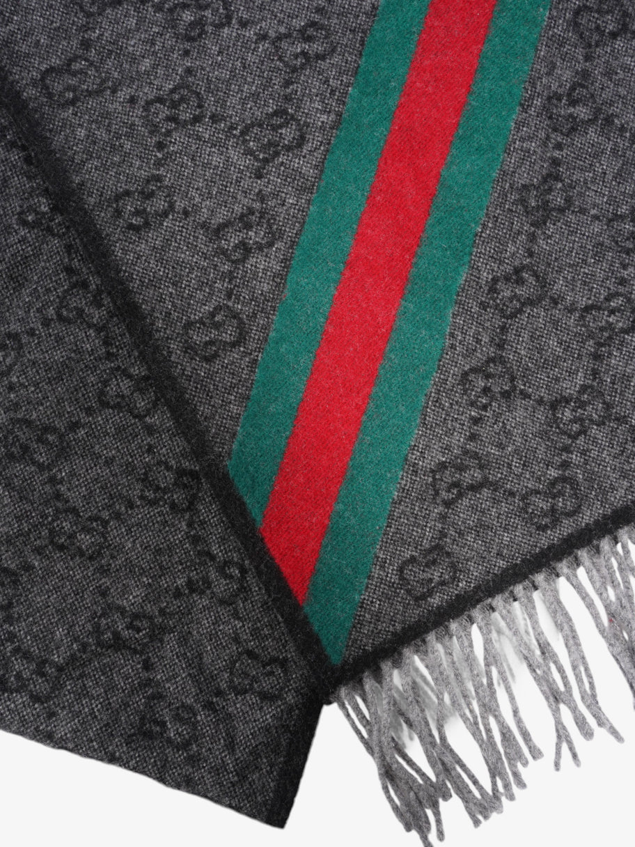 Gucci GG Web Scarf GG Supreme / Red / Green Wool Image 2