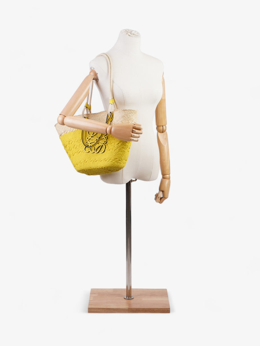 X Paula's Ibiza Anagram Basket Tote Natural / Yellow Palm Leaves Image 2