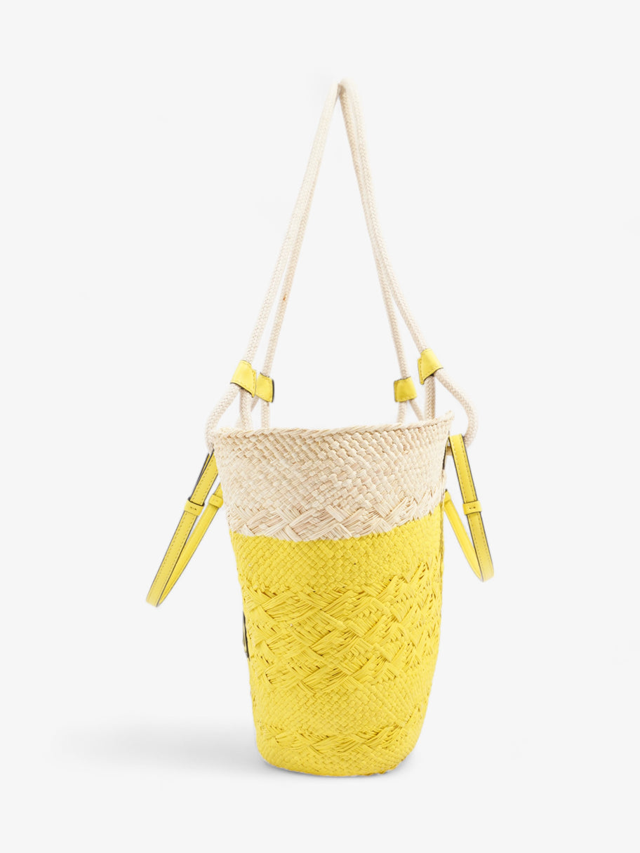 X Paula's Ibiza Anagram Basket Tote Natural / Yellow Palm Leaves Image 3