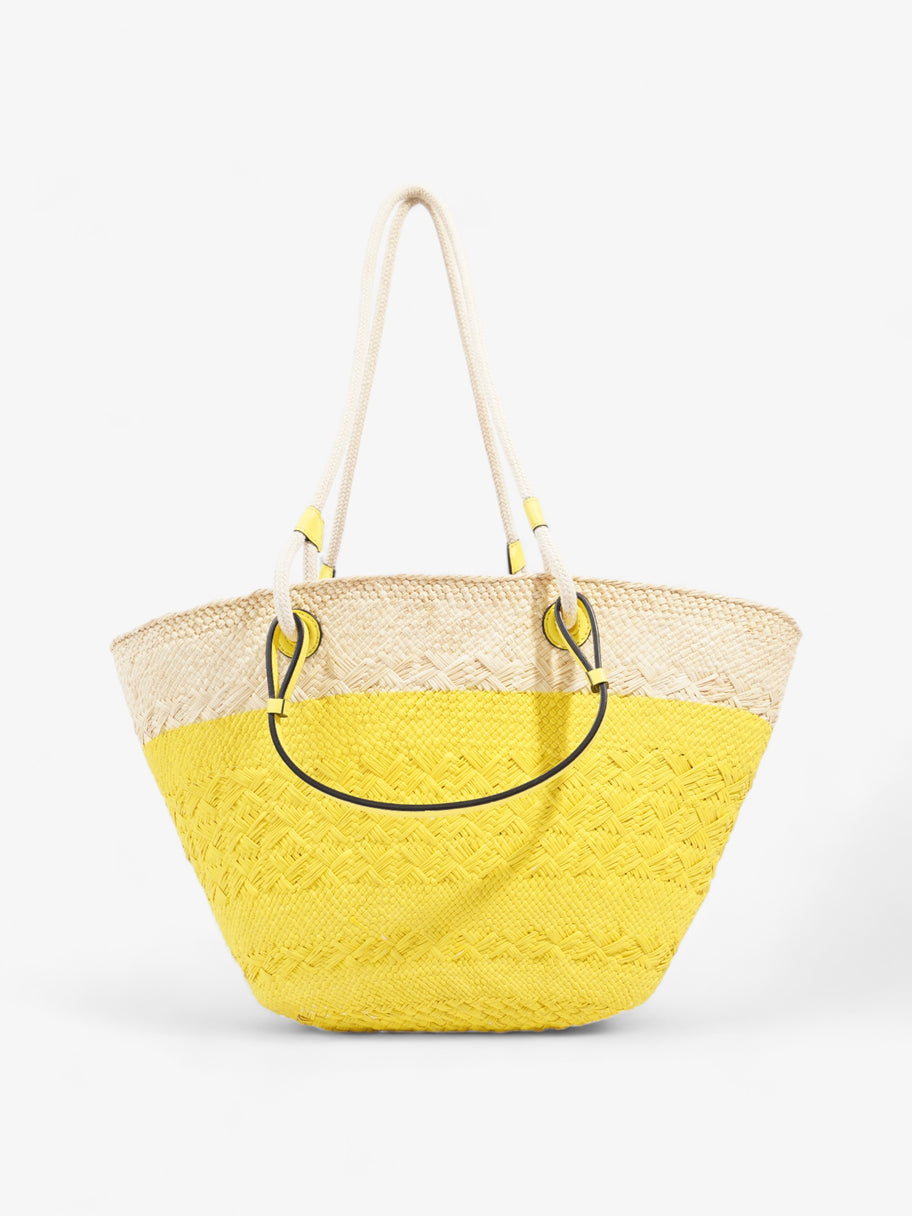 X Paula's Ibiza Anagram Basket Tote Natural / Yellow Palm Leaves Image 4