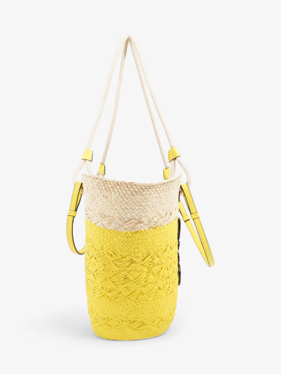 X Paula's Ibiza Anagram Basket Tote Natural / Yellow Palm Leaves Image 5