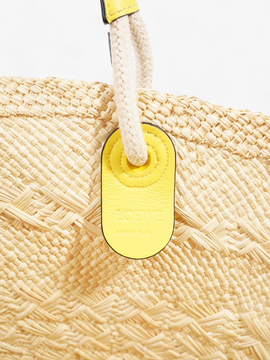 X Paula's Ibiza Anagram Basket Tote Natural / Yellow Palm Leaves Image 7