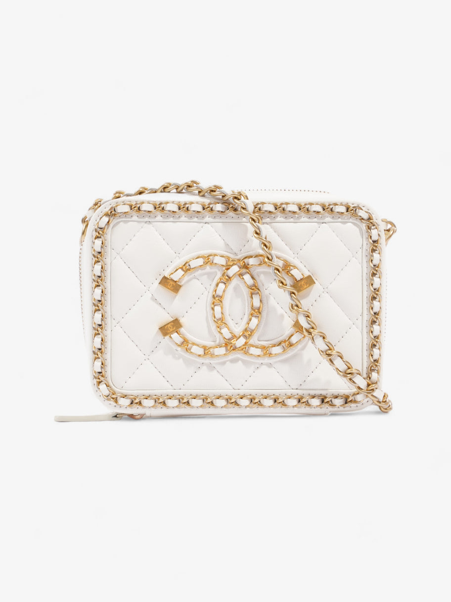 Chanel Vanity Bag White Leather Small Image 1