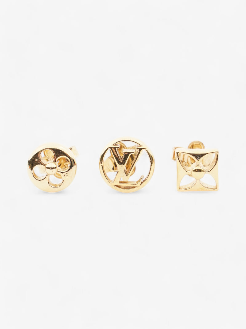  Louis Vuitton Crazy In Lock Earrings Set Gold Base Metal