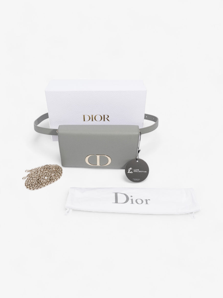 Christian Dior 30 Montaigne 2 In 1 Pouch Grey Calfskin Leather Image 9