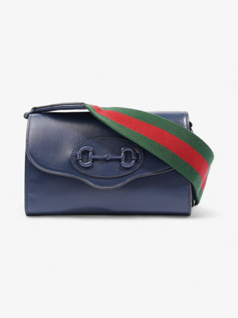  Gucci Horsebit 1955 Blue Calfskin Leather Mini