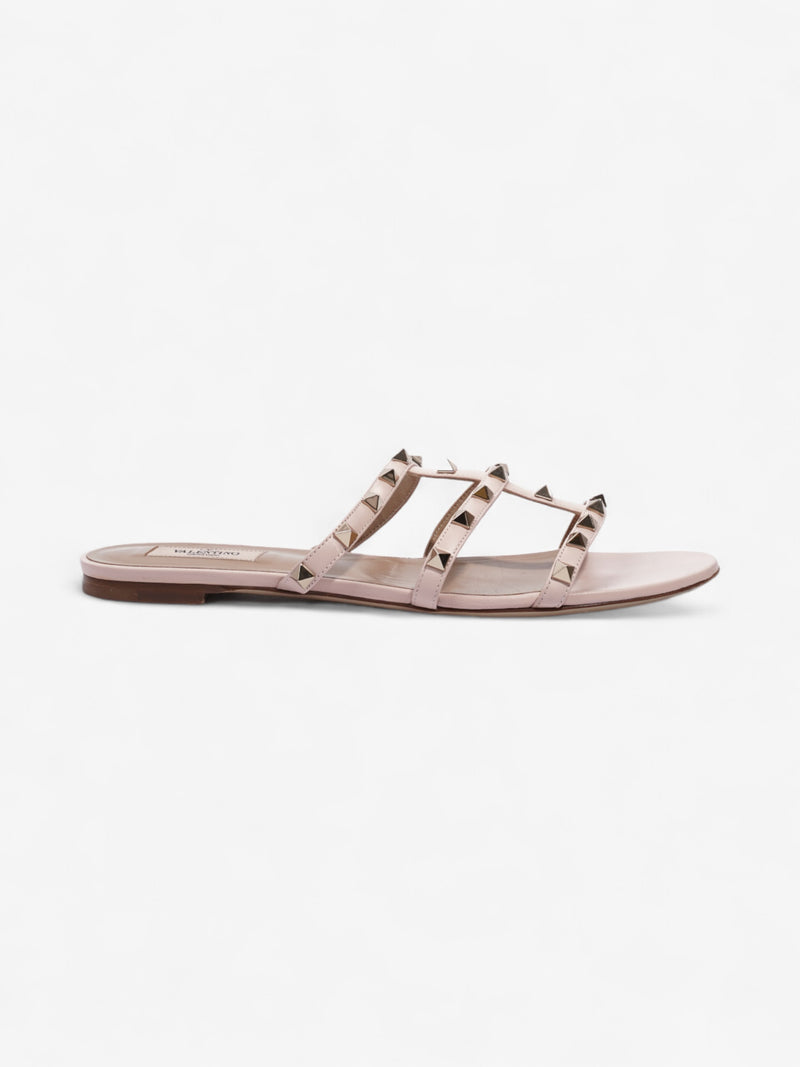  Valentino Rockstud Flat Slide Pink Leather EU 41 UK 8