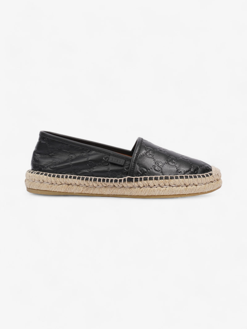  Gucci GG Embossed Espadrille Black Leather EU 39.5 UK 6.5