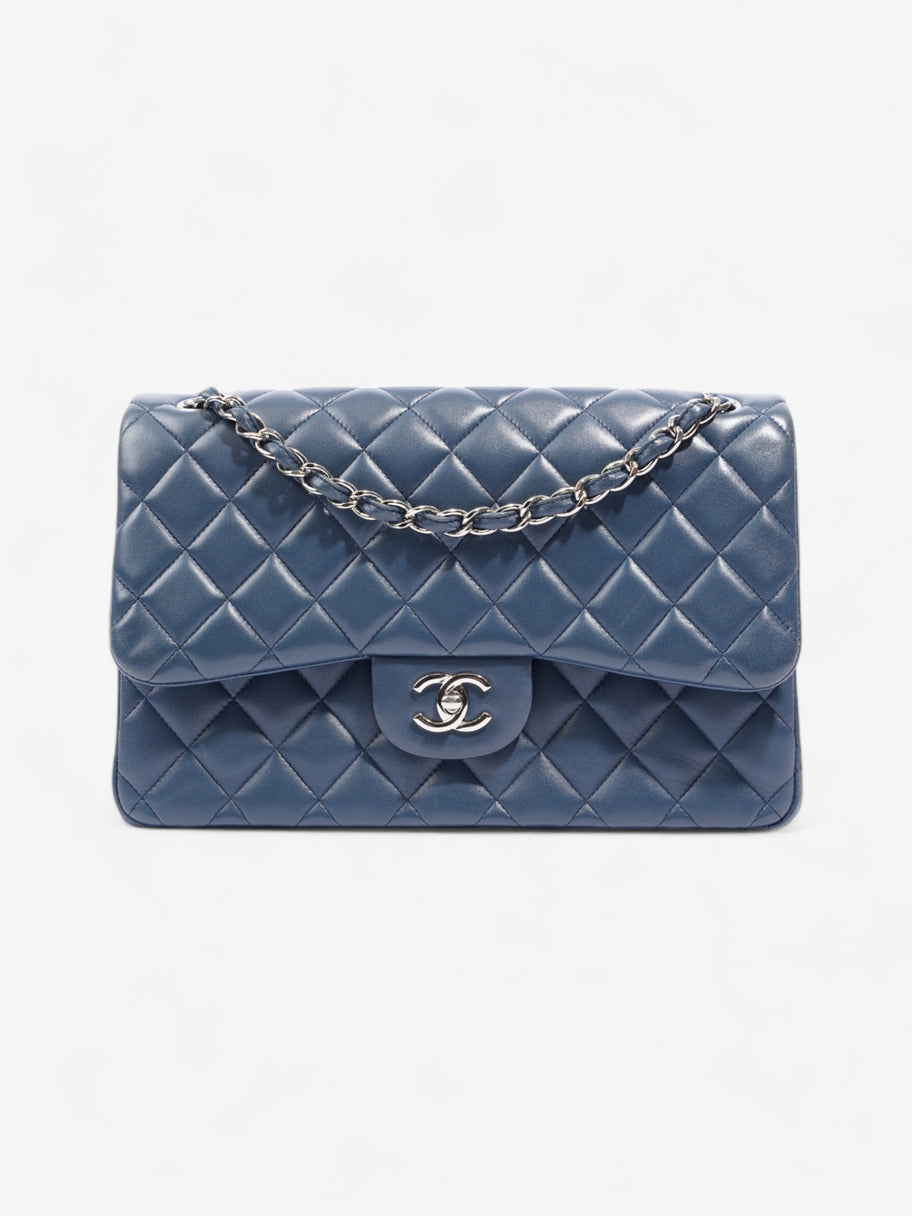 Chanel Classic Flap Blue Lambskin Leather Large Image 1