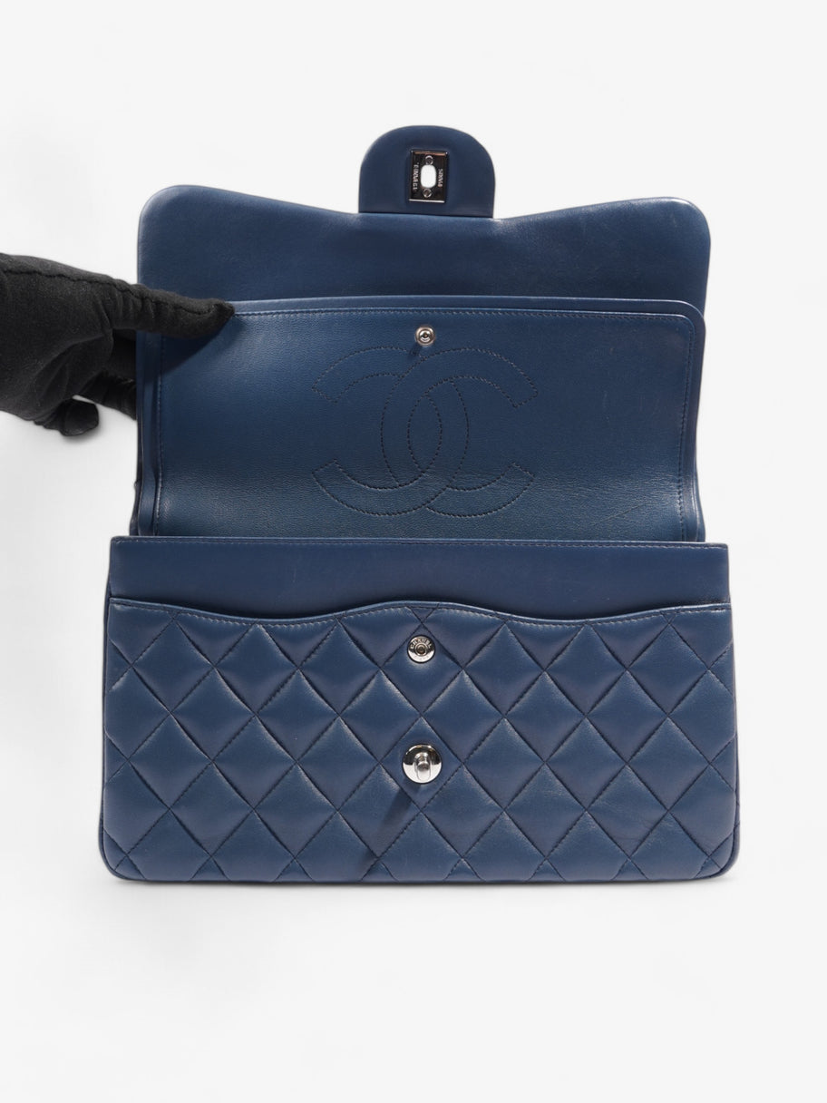 Chanel Classic Flap Blue Lambskin Leather Large Image 8