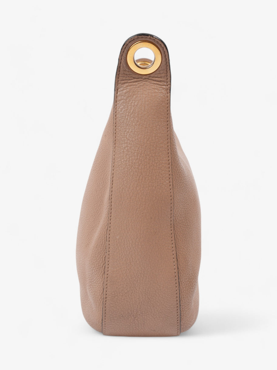 Prada Zipped Hobo Taupe Calfskin Leather Image 3