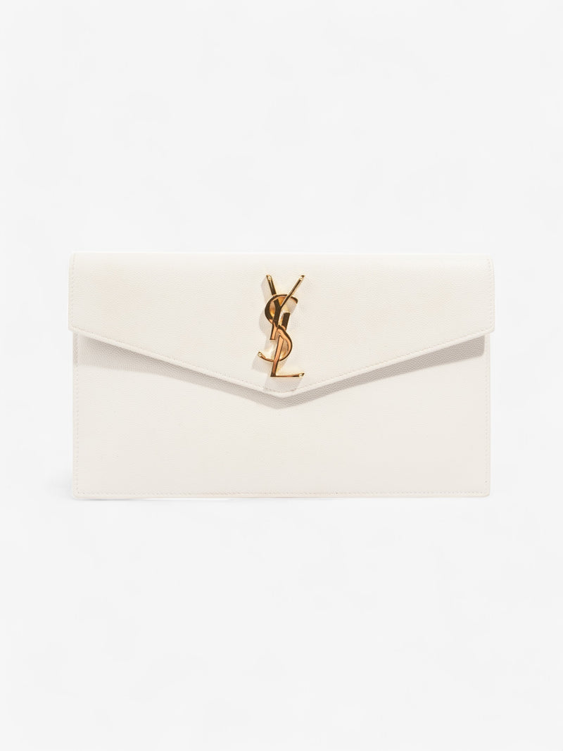  Saint Laurent Uptown Clutch Blanc Vintage Grained Leather