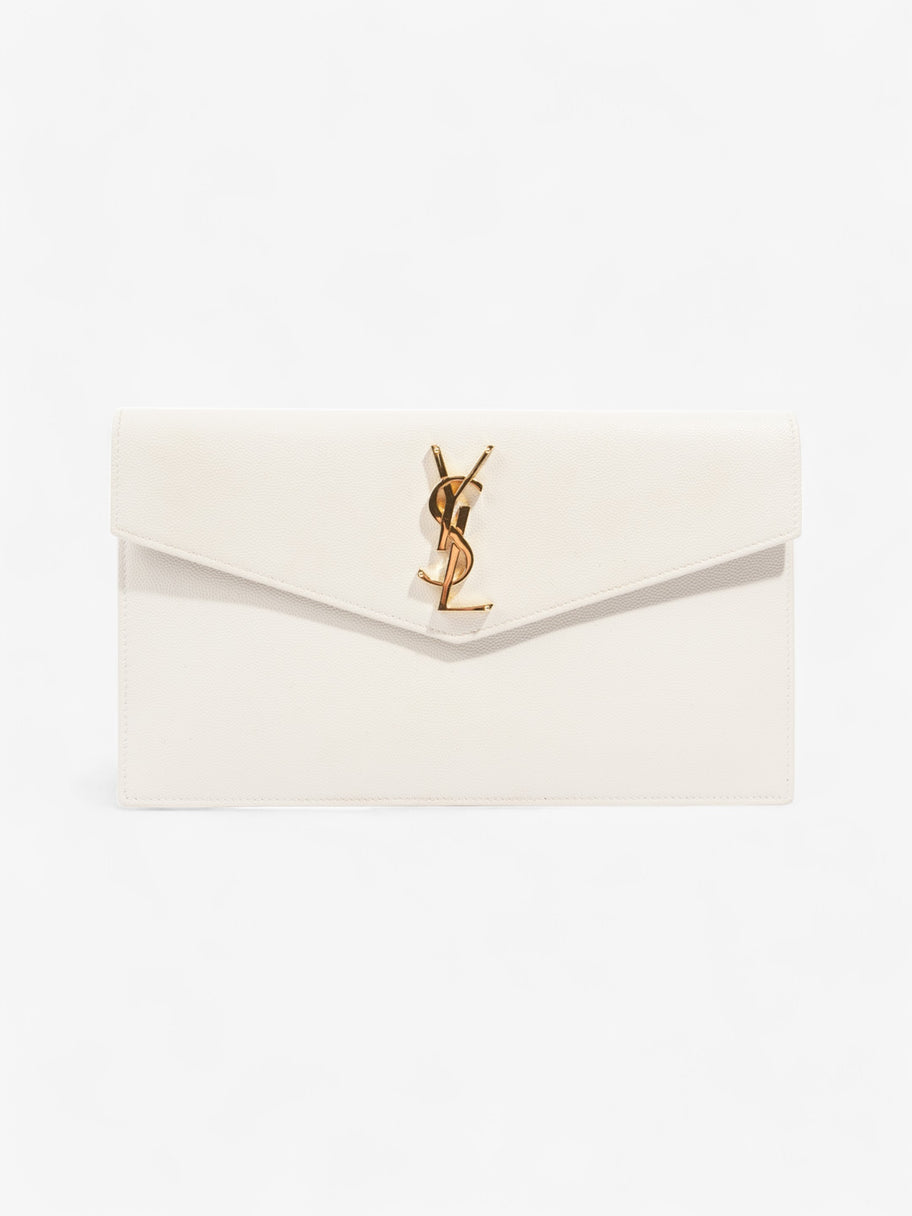 Saint Laurent Uptown Clutch Blanc Vintage Grained Leather Image 1