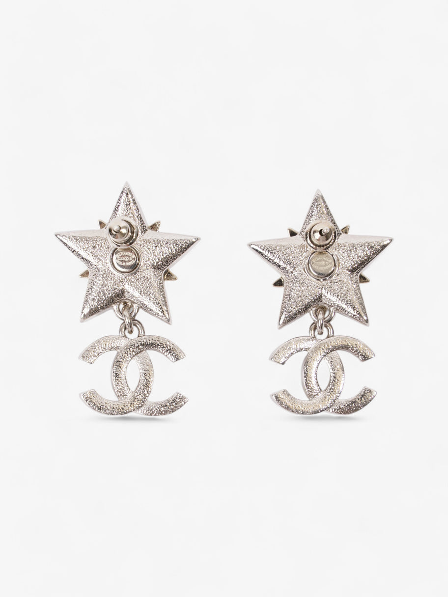 Chanel Star Drop CC Earrings Silver Base Metal Image 3