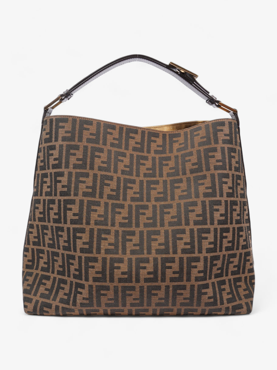 Buckle Strap Hobo Zucca Bag Brown Canvas Image 3