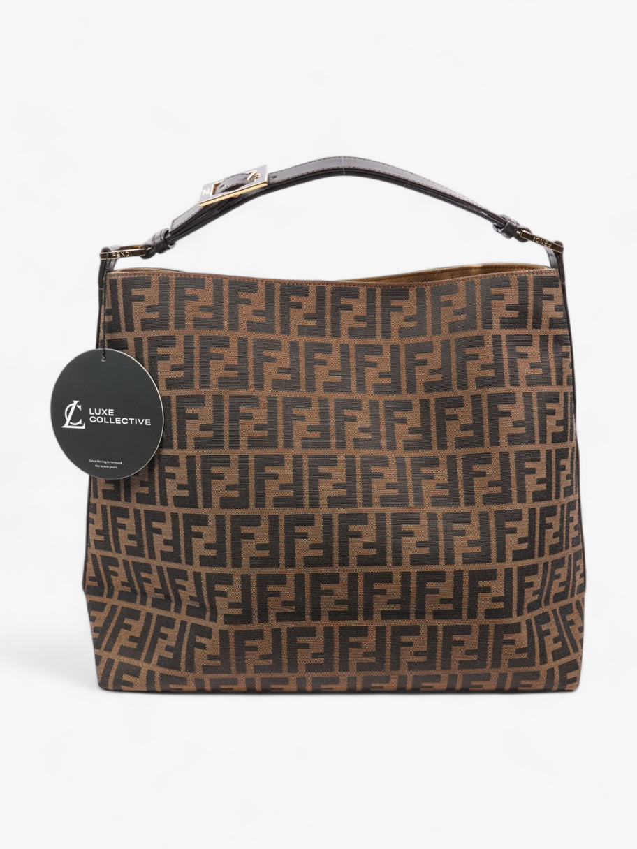 Buckle Strap Hobo Zucca Bag Brown Canvas Image 8