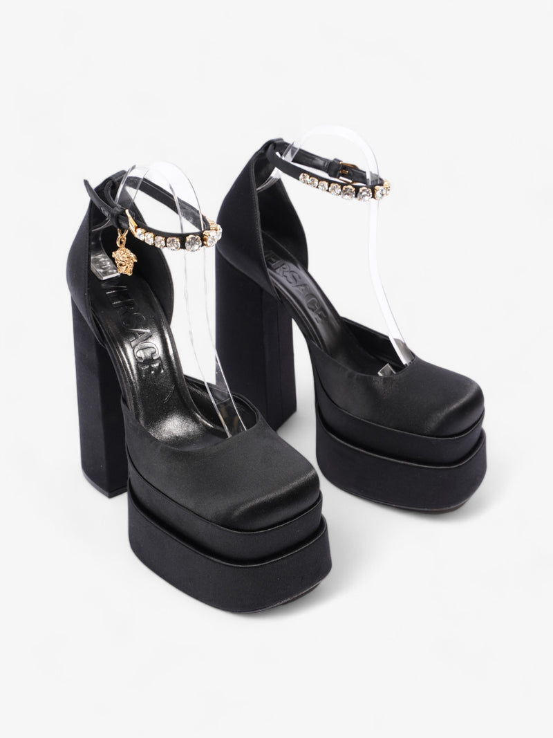  Versace Medusa Aevitas Double Platform Pumps 160cm Black Satin EU 40 UK 7