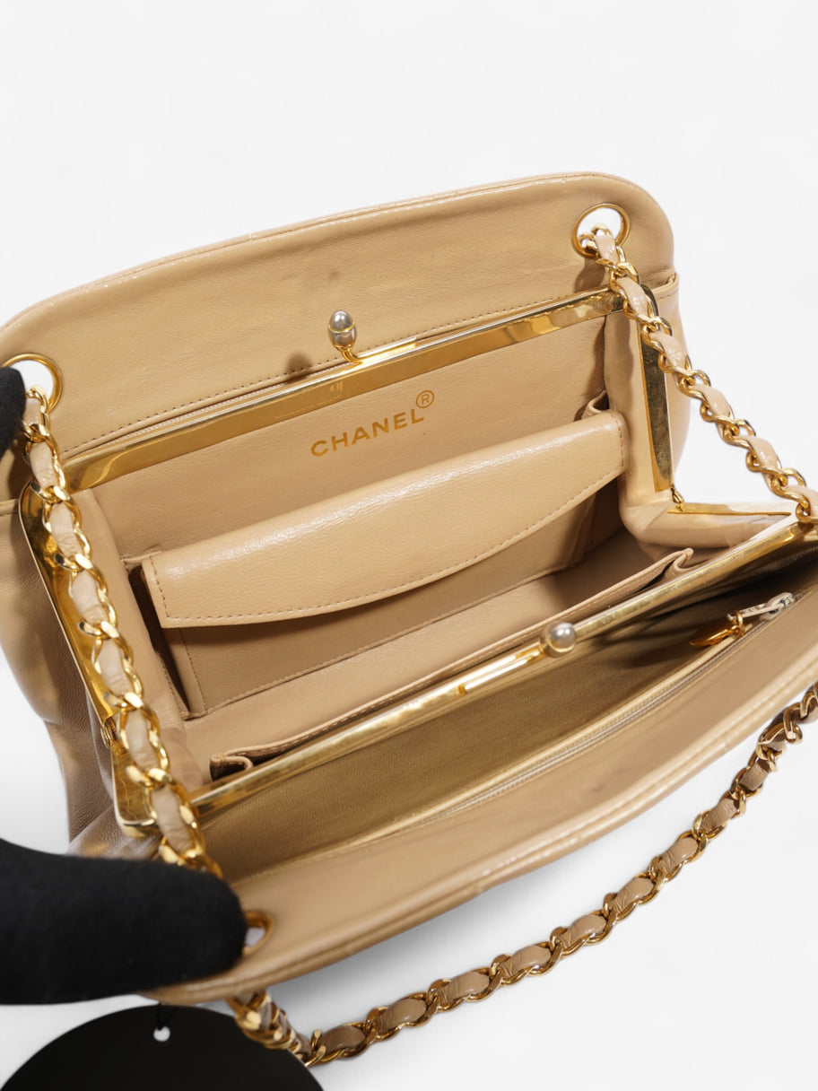 Chanel Kiss Lock Beige Lambskin Leather Image 8