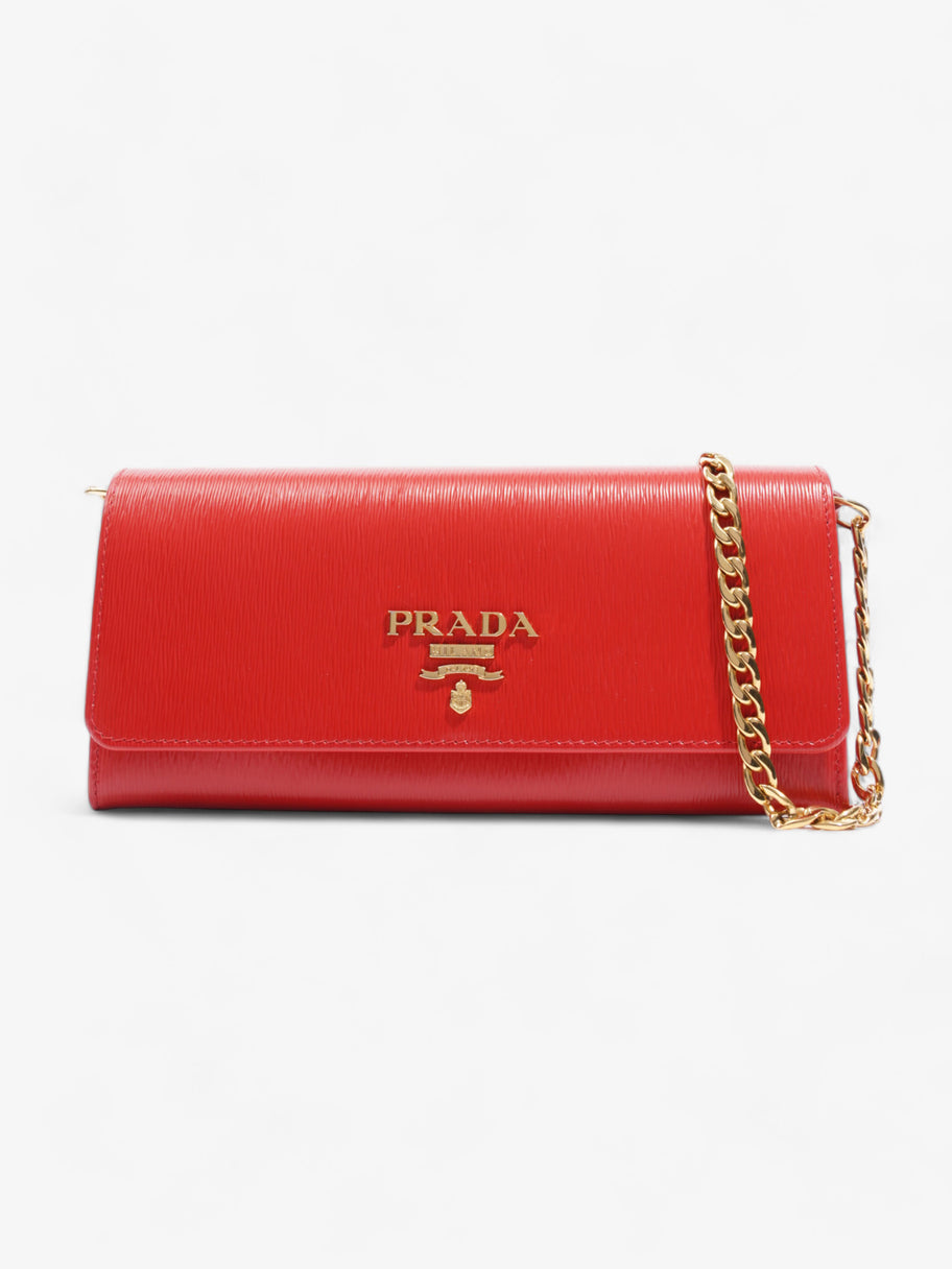 Vitello Long Wallet On Chain Red Leather Image 1