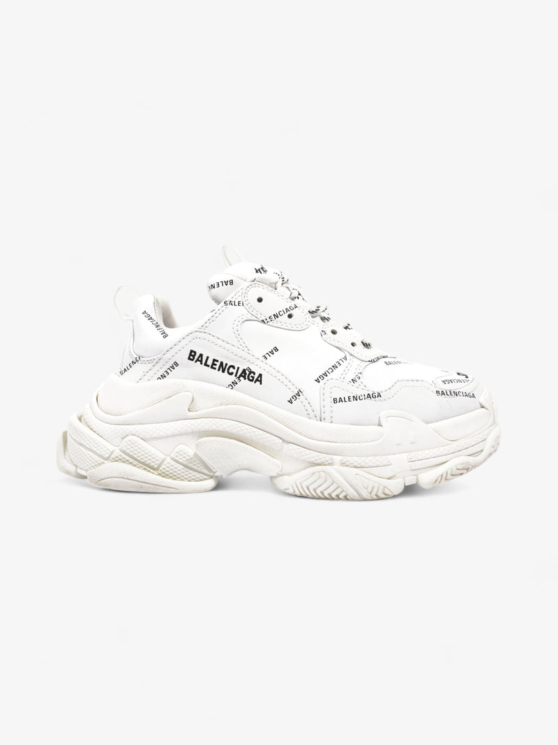  Balenciaga Triple S Sneaker Logo All Over  White Leather EU 38 UK 5