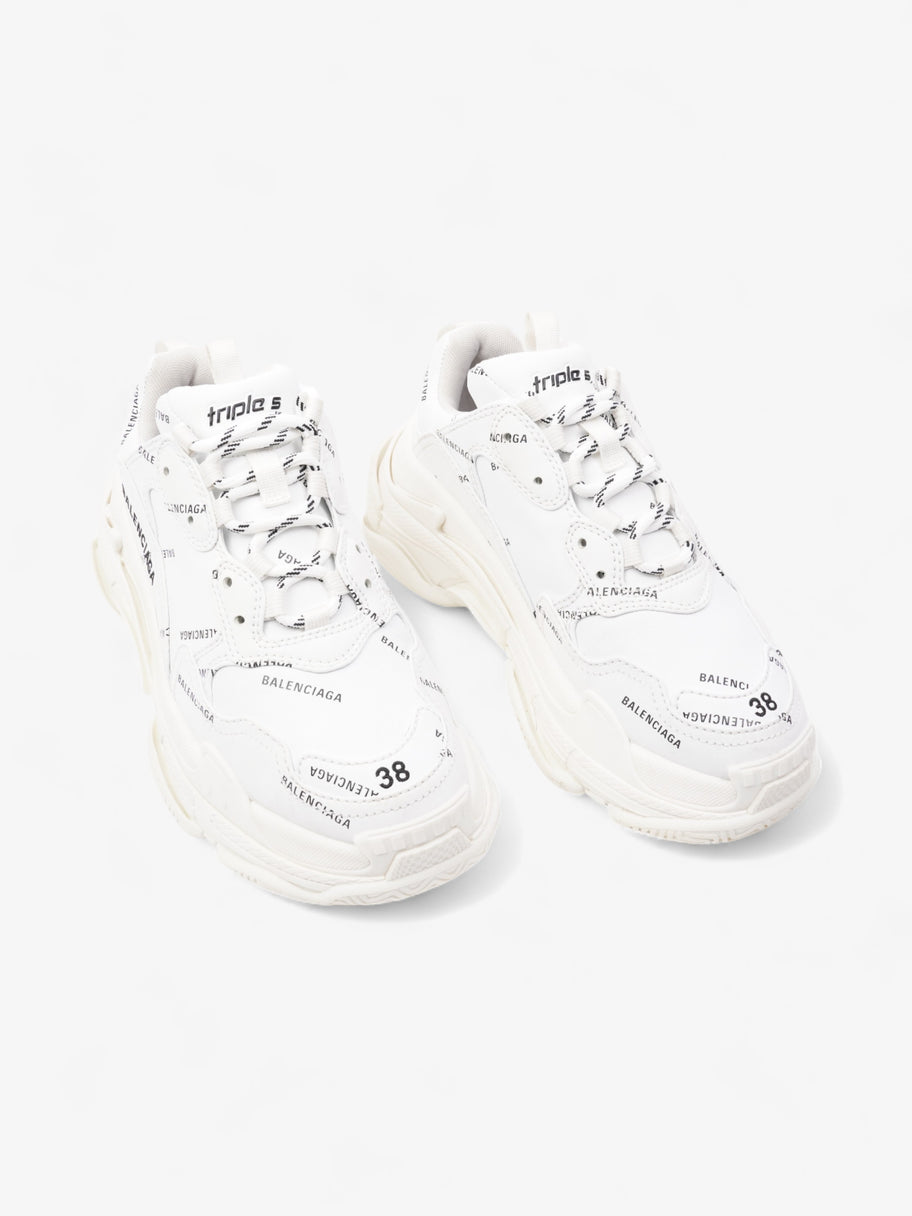 Balenciaga Triple S Sneaker Logo All Over  White Leather EU 38 UK 5 Image 8