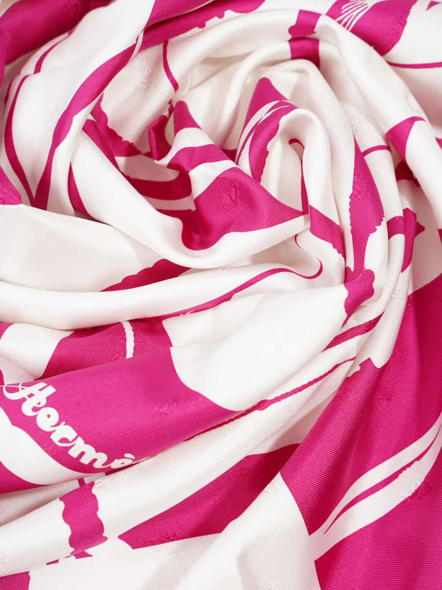 Silk scarf White / Magenta Silk Image 5