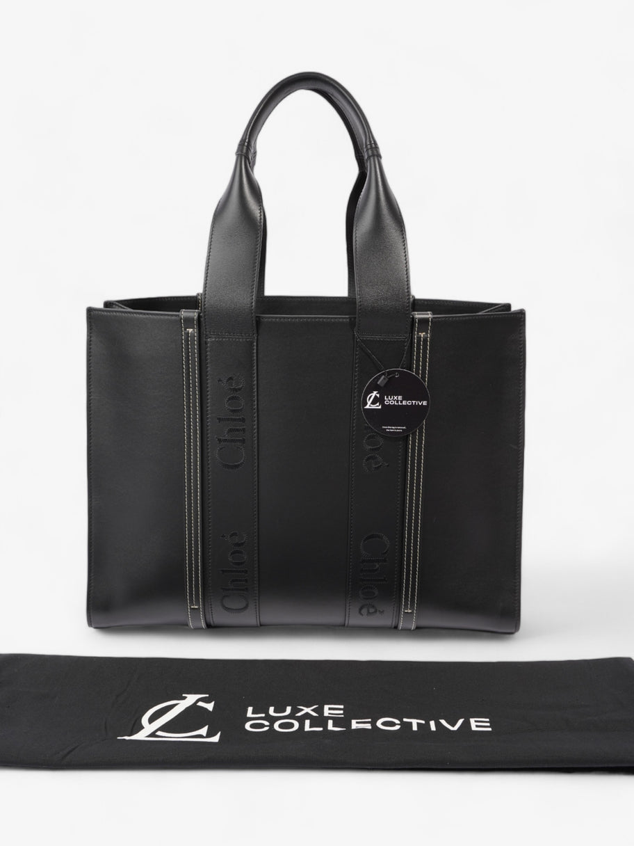 Chloe Woody Tote Black Calfskin Leather Large Image 9