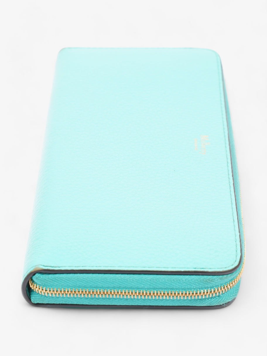 Continental Long Zip Around Wallet Light Teal Calfskin Leather Image 2