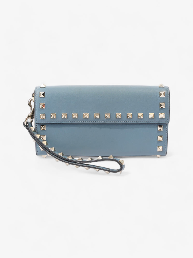  Valentino Rockstud Wristlet Wallet Blue Leather