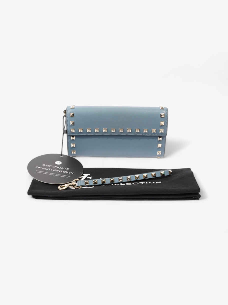 Valentino Rockstud Wristlet Wallet Blue Leather Image 11