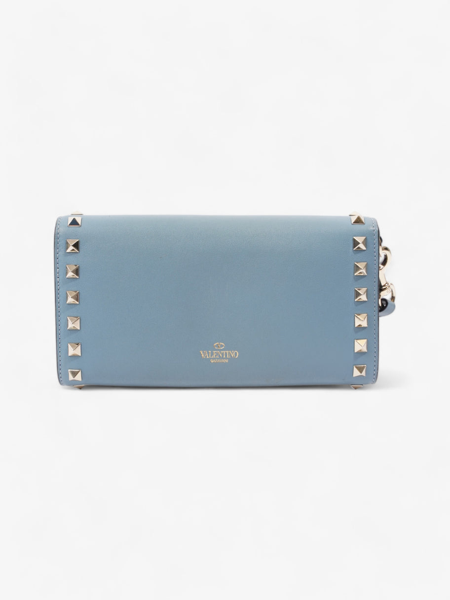 Valentino Rockstud Wristlet Wallet Blue Leather Image 4