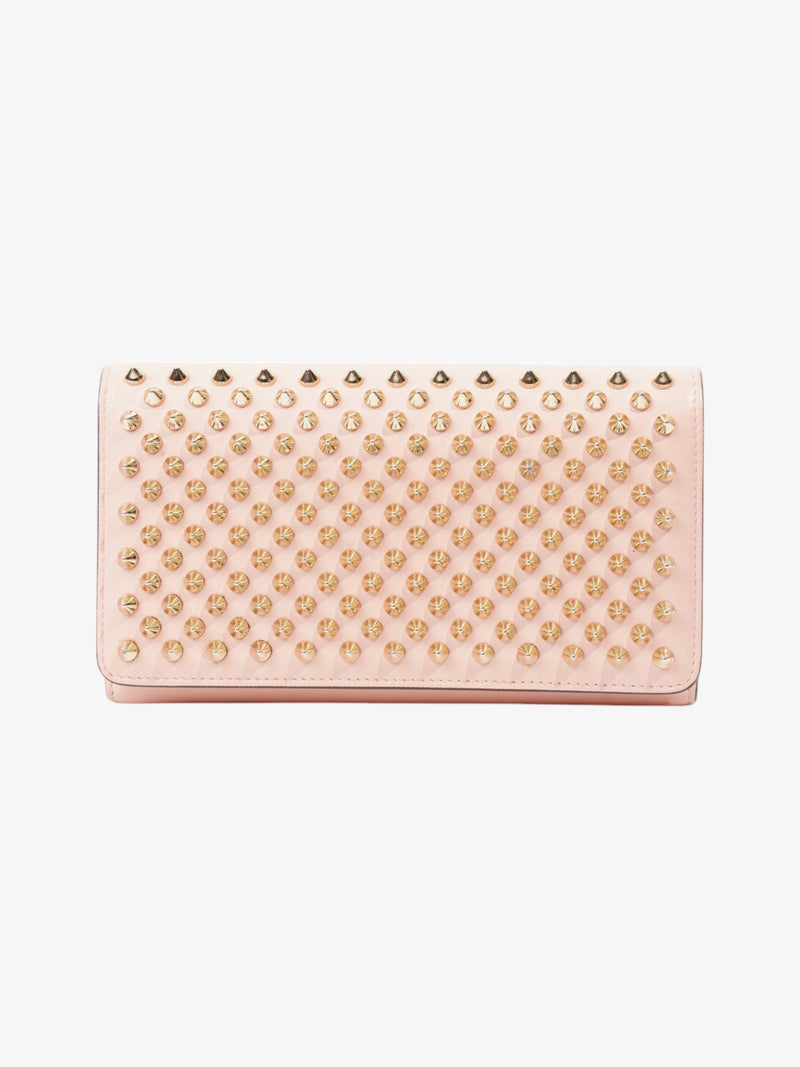  Christian Louboutin Macaron Studded Wallet Mystic Pink / Gold Calfskin Leather