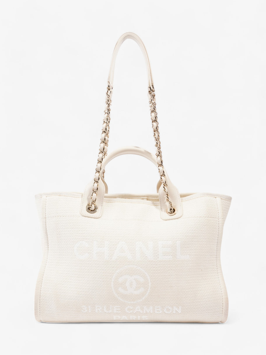 Chanel Deauville Tote Bag Cream Tweed Medium Image 1