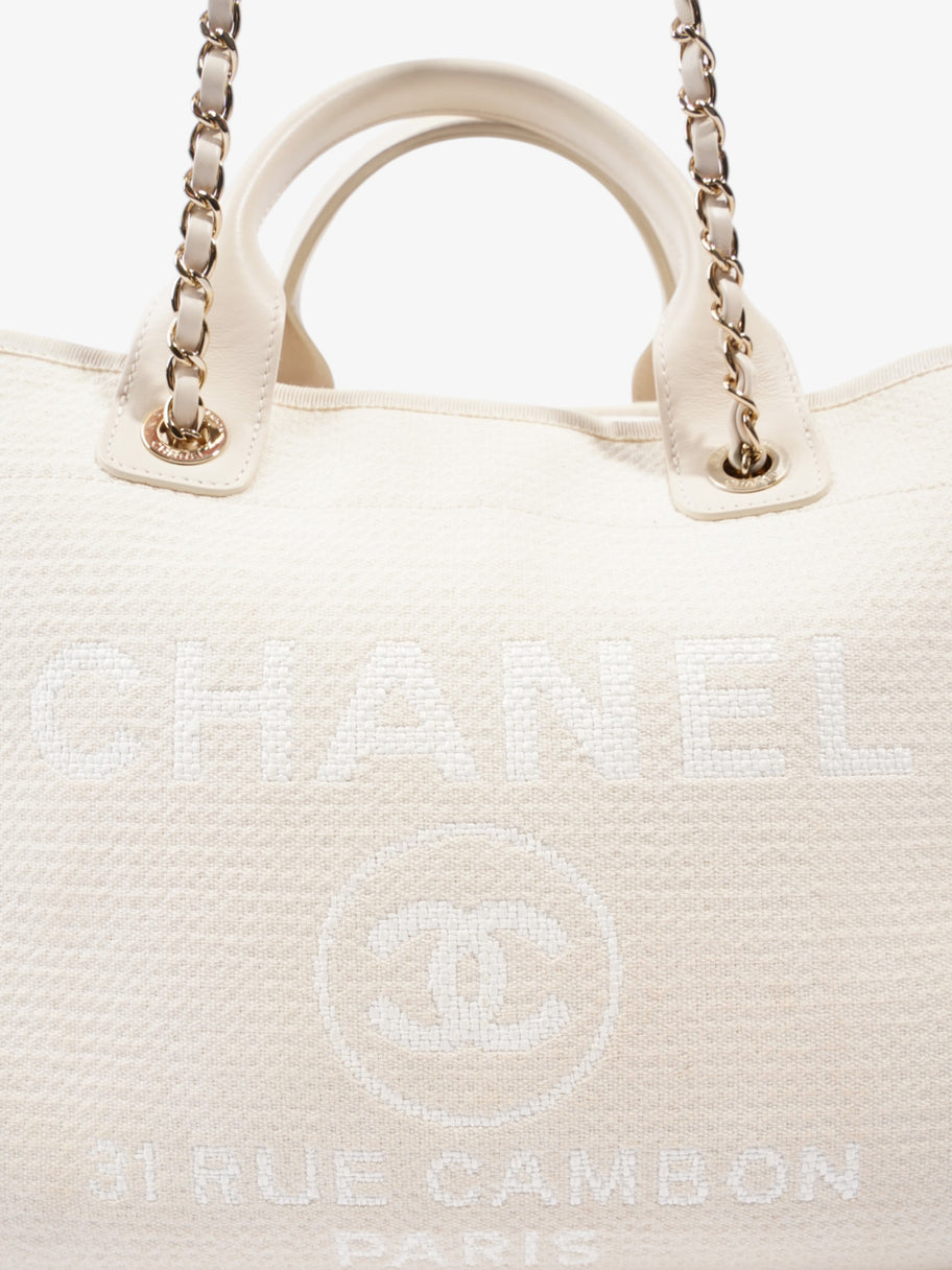 Chanel Deauville Tote Bag Cream Tweed Medium Image 7