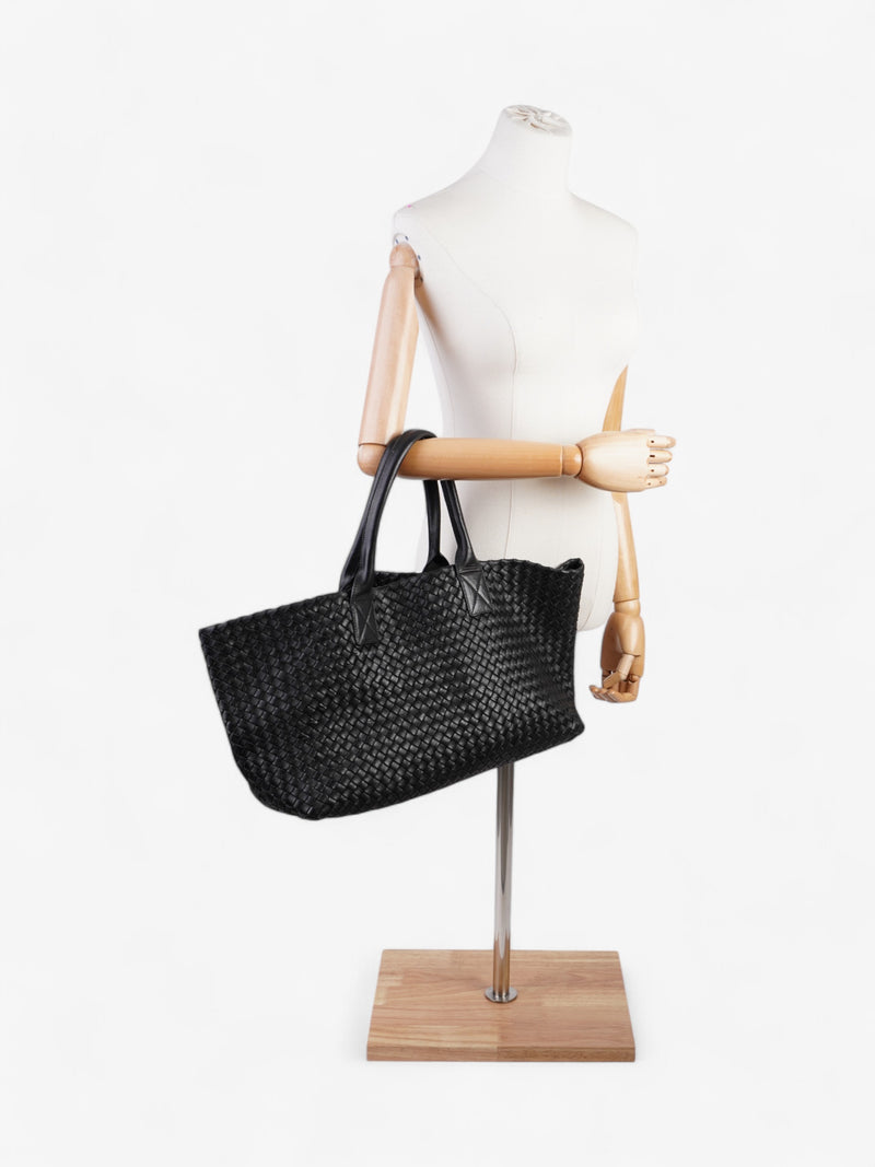  Bottega Veneta Tote Bag Black Intrecciato Leather Large