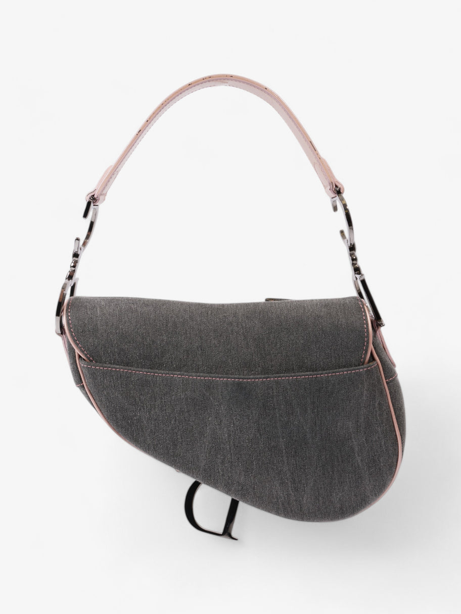 Christian Dior Saddle Bag Grey / Light Pink Denim Image 4