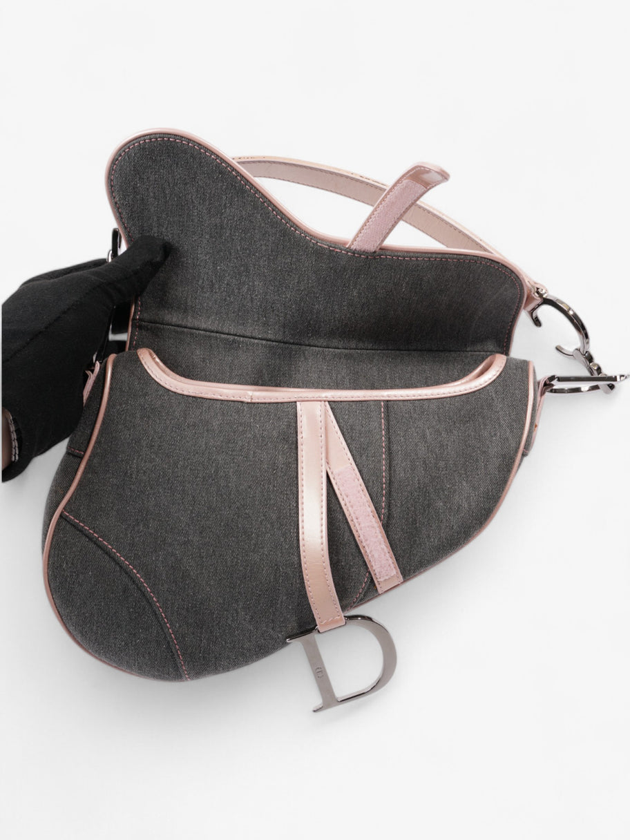 Christian Dior Saddle Bag Grey / Light Pink Denim Image 8