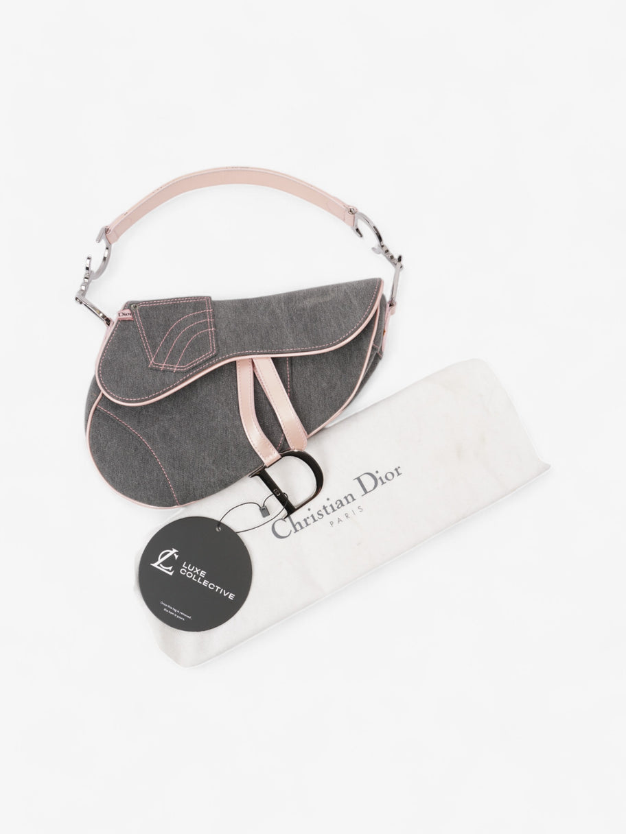 Christian Dior Saddle Bag Grey / Light Pink Denim Image 10